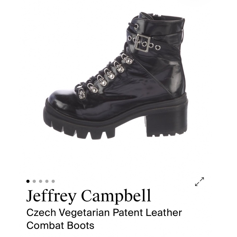 Jeffrey Campbell Czech Black Vegetarian Patent Leather Combat Boots Size 11M